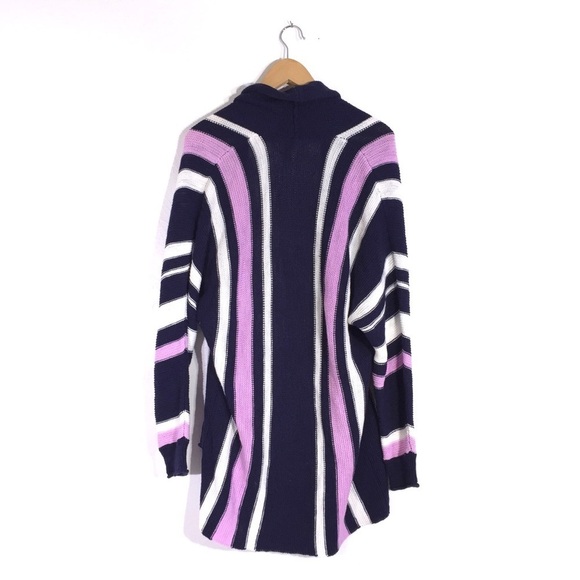 Caslon Waffle Knit Purple Stripe Sweater Jacket S - Picture 2 of 5